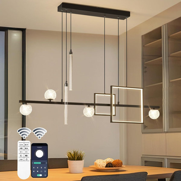 Likflyer Lustre LED Doré Pour éclairage D'îlot De Cuisine, Lustre Moderne à Intensité Variable Pour Salle à Manger, Luminaire Suspendu LED Moderne De 100cm De Long, Réglable En Hauteur